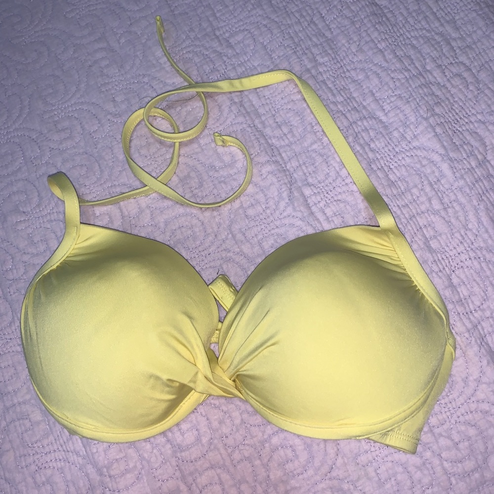 Yellow push up bikini top